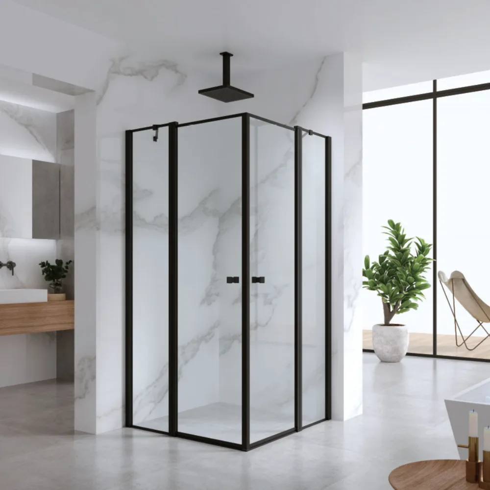 מקלחון פינתי SOLERO - סולרו 35 ממידה 68 סמ עד מידה 96 סמ שחור מט - סניטק