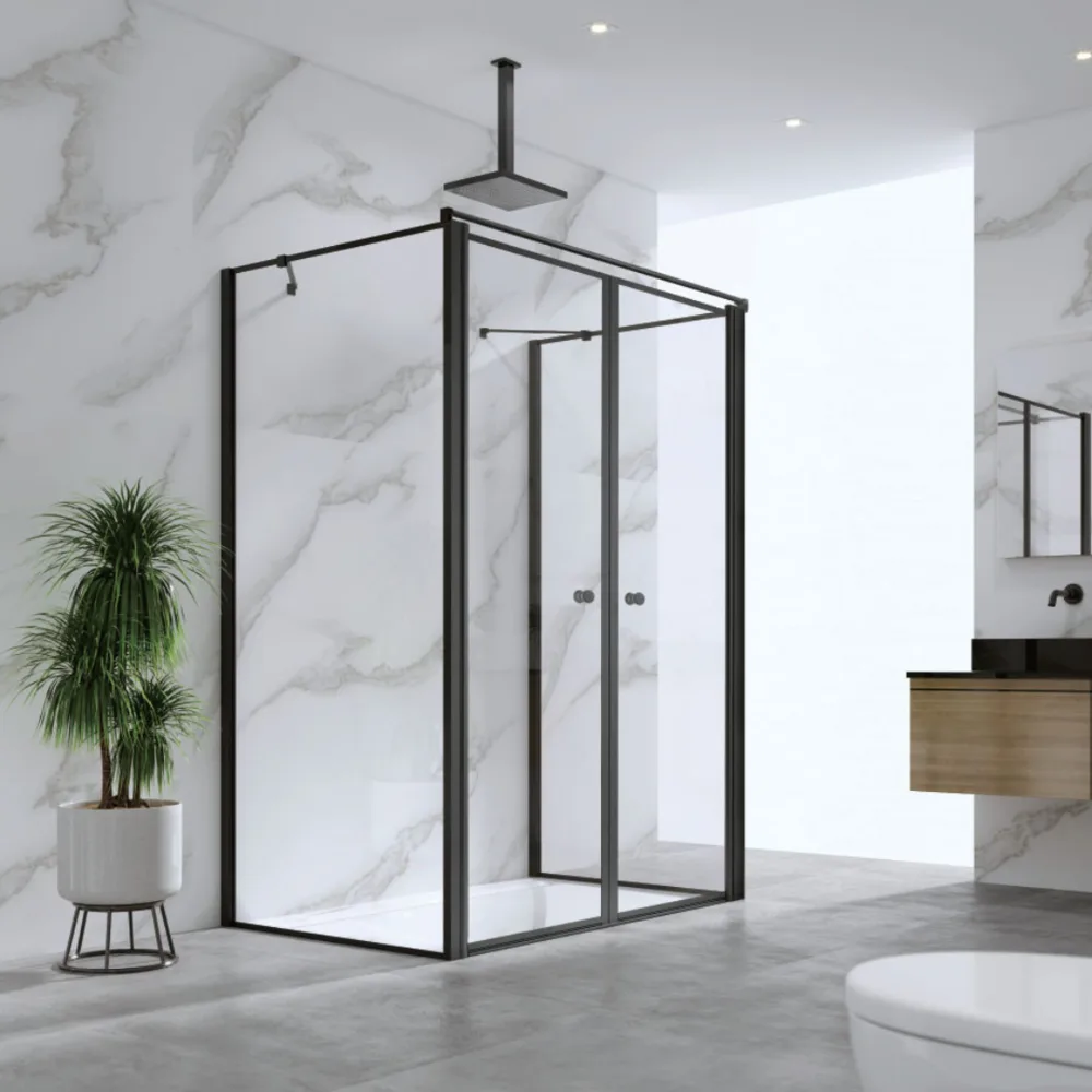 מקלחון INOX - אינוקס ממידה 72 סמ עד מידה 142 סמ שחור מט - סניטק