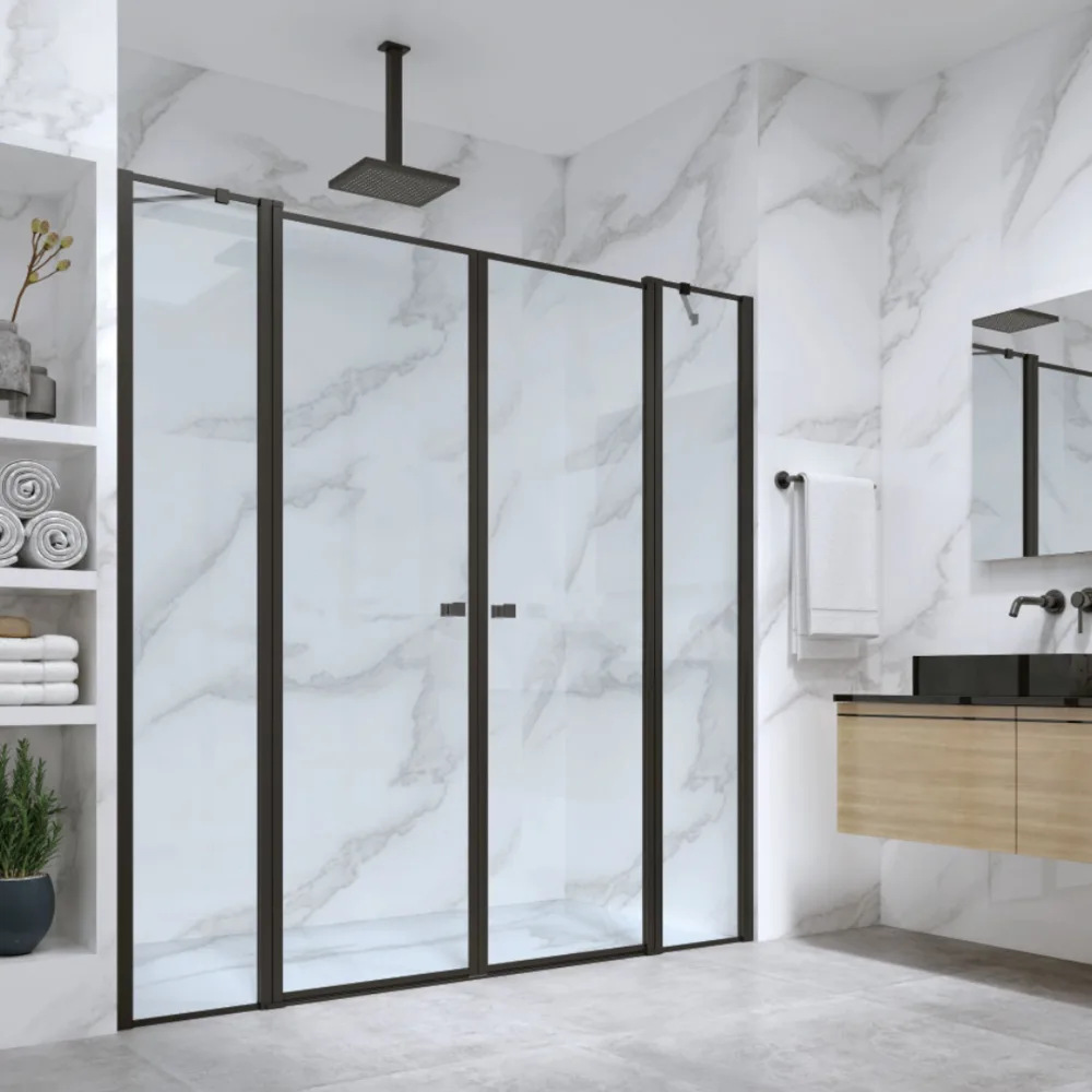 מקלחון חזית ROXY - רוקסי 50 ממידה 167.5 סמ עד מידה 283.5 סמ שחור מט - סניטק