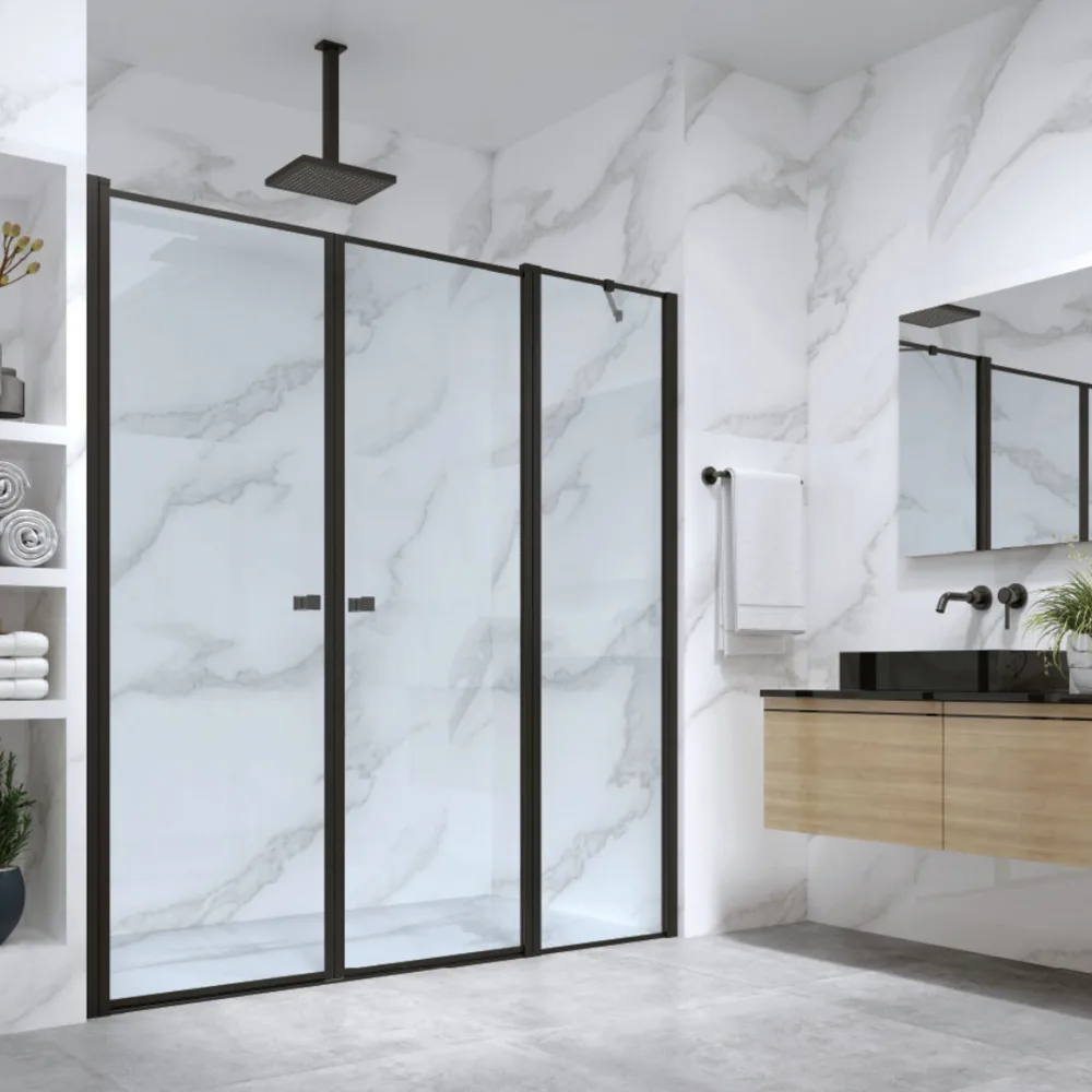 מקלחון חזית MACALLAN - מקאלן 35 ממידה 101.5 סמ עד מידה 155.5 סמ שחור מט - סניטק