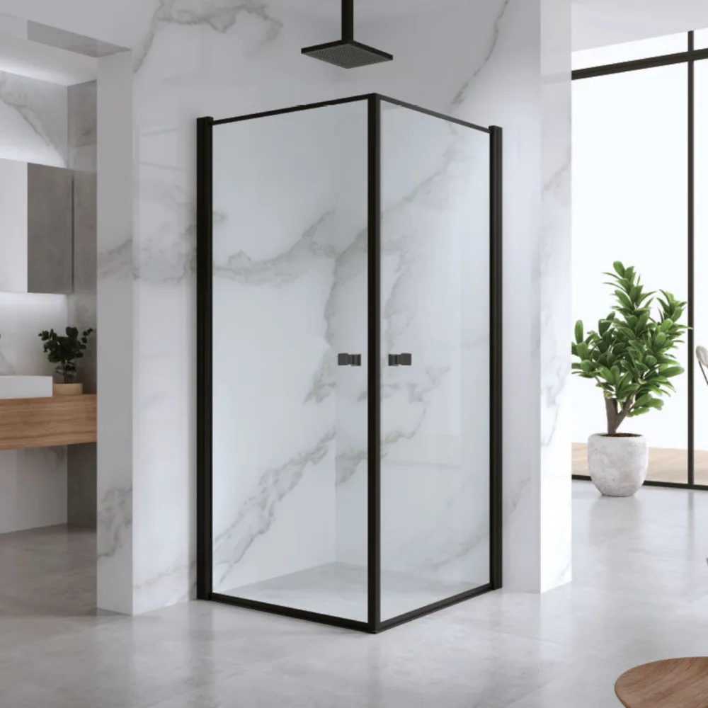 מקלחון פינתי מילאן - MILAN ממידה 68 סמ עד מידה 92 סמ שחור מט - סניטק