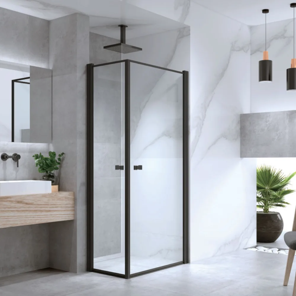 מקלחון פינתי נטורל - NATURAL ממידה 34 סמ עד מידה 92 סמ שחור מט - סניטק