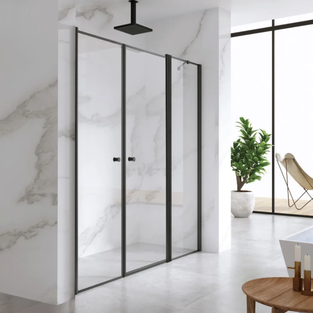 מקלחון חזית PERLA - פרלה ממידה 120 סמ עד 1925 סמ שחור מט - סניטק