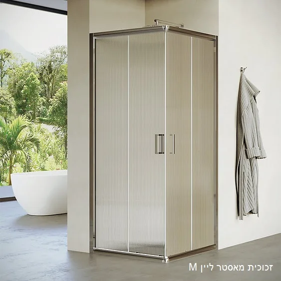 מקלחון הזזה פינתי 2 דפנות קבועות 2 דלתות זכוכית גלינה וושינגטון 66-68 סמ 76-79 סמ 86-89 סמ ניקל כרום - דור רפאל