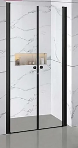 מקלחון חזית פרופיל שחור 2 דלתות פרי