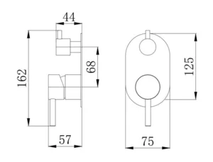 אינטרפוץ 4 דרך ידית סטיק שחור מט 1204B סיוון אופיר