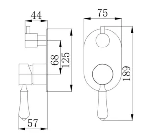 אינטרפוץ 4 דרך ידית חרס לבנה זהב מבריק 1904G סיוון אופיר