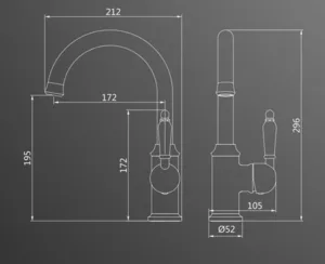 ברז פרח נמוך פיה מסתובבת ידית חרס לבנה שחור מט 3609B סיוון אופיר