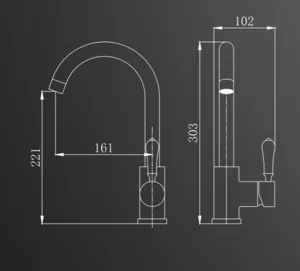 ברז פרח נמוך פיה מסתובבת ידית חרס לבנה זהב מט 1906YB סיוון אופיר
