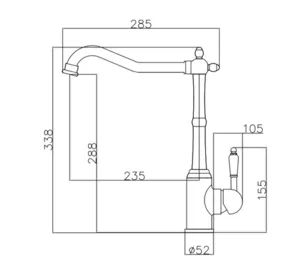 ברז פרח נמוך פיה מסתובבת ידית חרס לבנה רוז גולד מט 3614RG סיוון אופיר