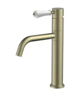 ברז פרח נמוך פיה מסתובבת ידית חרס לבנה זהב מט 1902YB סיוון אופיר