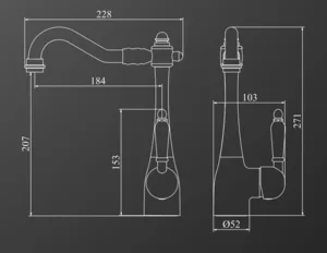 ברז פרח נמוך פיה מסתובבת ידית חרס לבנה ניקל מוברש 3610CB סיוון אופיר