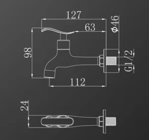 ברז מים קרים מהקיר שחור מט 1335B סיוון אופיר