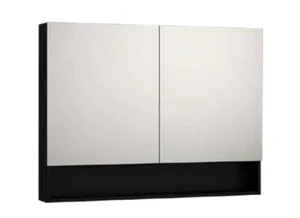 ארונית מראה עם דלת זכוכית ומדף פתוח 50/75/15 ס"מ שחור מט 8435B סיוון אופיר