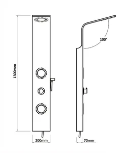 פנל מקלחת ללא אינטרפוץ 130/20/7 ס"מ לבן מט 2122 סיוון אופיר