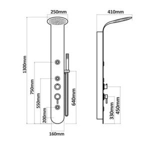פנל רחצה למקלחת עם אינטרפוץ גוף לבן מט חזית שחור מט 2833 סיוון אופיר