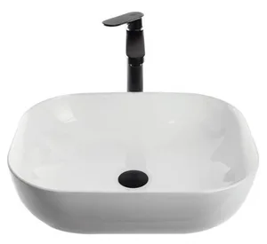 כיור חרס מונח מלבני 50X40X14.5 ס"מ לבן מבריק 9851W סיוון אופיר