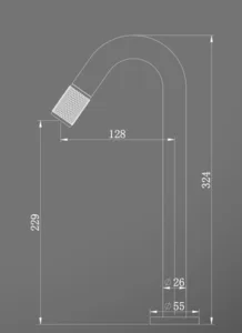 ברז מים קרים גבוה סדרת אורים ניקל מבריק 1350 סיוון אופיר