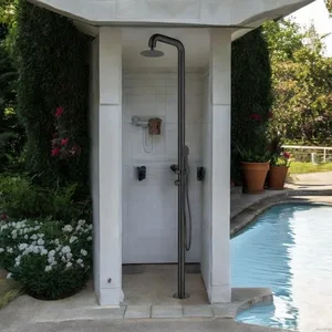 מערכת רחצה יוקרתית לגינה כולל אינטרפוץ מתכת בגימור אפור גרפיט 5014GR סיוון אופיר