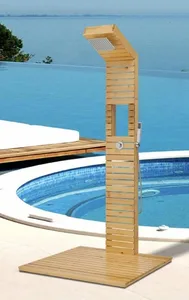 מערכת רחצה יוקרתית לגינה מעץ מלא ראש טוש מזלף צינור ומעמד לתמרוקים 5005 סיוון אופיר