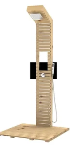 מערכת רחצה יוקרתית לגינה מעץ מלא ראש טוש מזלף צינור ומעמד לתמרוקים 5005 סיוון אופיר