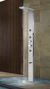 מערכת רחצה יוקרתית לגינה מתכת בגימור ניקל ראש גשם כולל אינטרפוץ מפל ג'טים מזלף מאחז וצינור 5012 סיוון אופיר