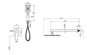 סט רחצה למקלחת 5 חלקים מרובע אפור גרפיט S24GR סיוון אופיר