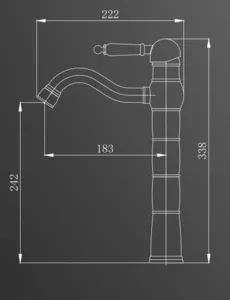 ברז גבוה פיה קבועה ידית חרס לבנה ניקל מוברש 1432CB סיוון אופיר