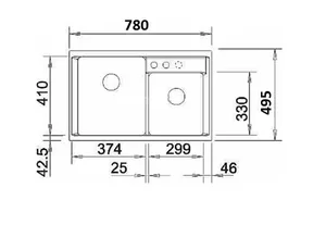 כיור מטבח בלנקו AXIA 8 אקסיה 49.5X78X19 ס"מ BLANCO סחר - א