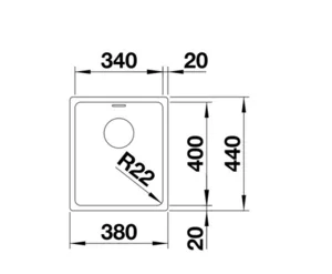 כיור מטבח בלנקו ANDANO אנדאנו 340IF נירוסטה 44X38X19 ס"מ BLANCO מקורי באחריות ניגא!!! יבוא רשמי! BLANCO בלנקו