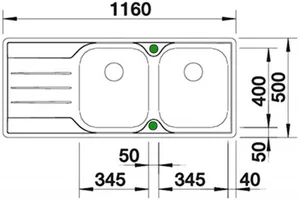 כיור מטבח נירוסטה 50X116X19 ס"מ בלנקו MEDIAN 8S IF מדיאן BLANCO BLANCO בלנקו