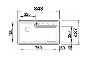 כיור מטבח בלנקו 48.7X84.8X21 ס"מ PLENTA פלנטה BLANCO BLANCO בלנקו