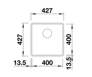 כיור מטבח 42.7X42.7X19 ס"מ SUBLINE 400F סבליין 400F בלנקו BLANCO מקורי באחריות ניגא!!! יבוא רשמי! BLANCO בלנקו