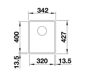 כיור מטבח 42.7X34.2X19 ס"מ SUBLINE 320F סבליין 320F בלנקו BLANCO מקורי באחריות ניגא!!! יבוא רשמי! BLANCO בלנקו