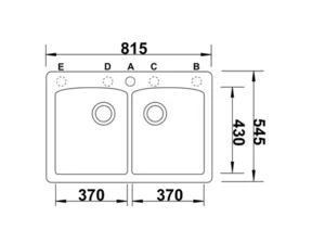 כיור מטבח כפול בלנקו 54.5X81.5X25 ס"מ DIAMOND 210 דיאמונד 210 BLANCO מקורי באחריות ניגא!!! יבוא רשמי! BLANCO בלנקו