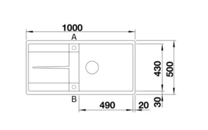 כיור מטבח בלנקו METRA 6S XL מטרה 50X100X19 ס"מ BLANCO מקורי באחריות ניגא!!! יבוא רשמי! BLANCO בלנקו