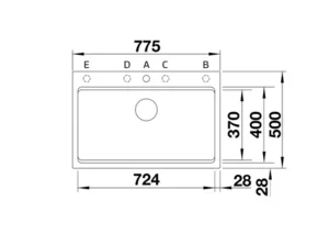 כיור מטבח 50X77.5X22 ס"מ בלנקו ETAGON 8 אטגון 8 BLANCO מקורי באחריות ניגא!!! יבוא רשמי! BLANCO בלנקו