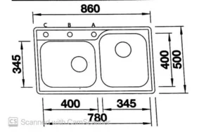 כיור מטבח בלנקו MEDIAN 9 IF מדיאן 9 נירוסטה 50X86X17 ס"מ BLANCO מקורי באחריות ניגא!!! יבוא רשמי! BLANCO בלנקו