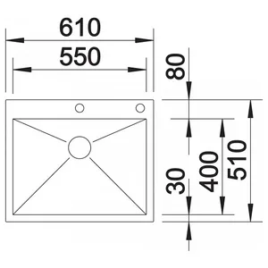 כיור מטבח בלנקו זירוקס 550IF/A נירוסטה 51X61X17.5 ס"מ BLANCO מקורי באחריות ניגא!!! יבוא רשמי! BLANCO בלנקו