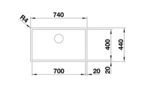 כיור מטבח בלנקו ZEROX זירוקס דורינוקס 700IF נירוסטה 44X74X18.5 ס"מ BLANCO מקורי באחריות ניגא!!! יבוא רשמי! BLANCO בלנקו