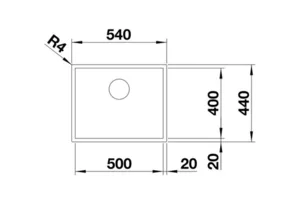 כיור מטבח בלנקו ZEROX זירוקס דארק סטיל 500IF נירוסטה מושחרת 44X54X17.5 ס"מ BLANCO מקורי באחריות ניגא!!! יבוא רשמי! BLANCO בלנקו