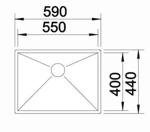 כיור מטבח בלנקו ZEROX זירוקס 550U נירוסטה 44X59X17.5 ס"מ BLANCO מקורי באחריות ניגא!!! יבוא רשמי! BLANCO בלנקו