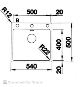 כיור מטבח 50X54X19 ס"מ בלנקו אנדאנו 500IF/A נירוסטה BLANCO מקורי באחריות ניגא!!! יבוא רשמי! BLANCO בלנקו