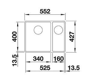 כיור מטבח 42.7X55.2X19 ס"מ בלנקו SUBLINE 160/340 F סאבליין BLANCO BLANCO בלנקו