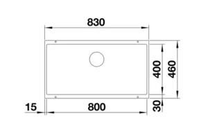 כיור מטבח בלנקו SUBLINE 800U סבליין 800 46X83X20 ס"מ BLANCO מקורי באחריות ניגא!!! יבוא רשמי! BLANCO בלנקו