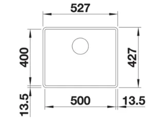 כיור מטבח בלנקו SUBLINE 500 F סאבליין 42.7X52.7X19 ס"מ BLANCO סחר - א