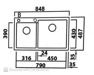 כיור מטבח בלנקו 9 PLEON פלאון 48.7X84.8X22 ס"מ BLANCO BLANCO בלנקו