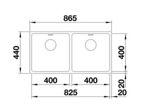 כיור מטבח בלנקו ANDANO אנדאנו 400/400IF נירוסטה 44X86.5X19 ס"מ BLANCO מקורי באחריות ניגא!!! יבוא רשמי! BLANCO בלנקו