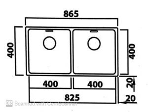 כיור מטבח נירוסטה 40X86.5X19 ס"מ בלנקו ANDANO 400/400 IF/N אנדאנו BLANCO BLANCO בלנקו