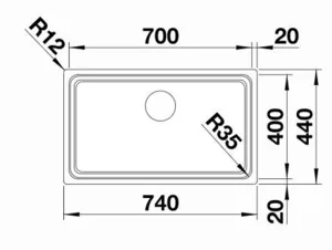 כיור מטבח בלנקו ETAGON אטגון 700IF נירוסטה 44X74X19 ס"מ BLANCO מקורי באחריות ניגא!!! יבוא רשמי! BLANCO בלנקו